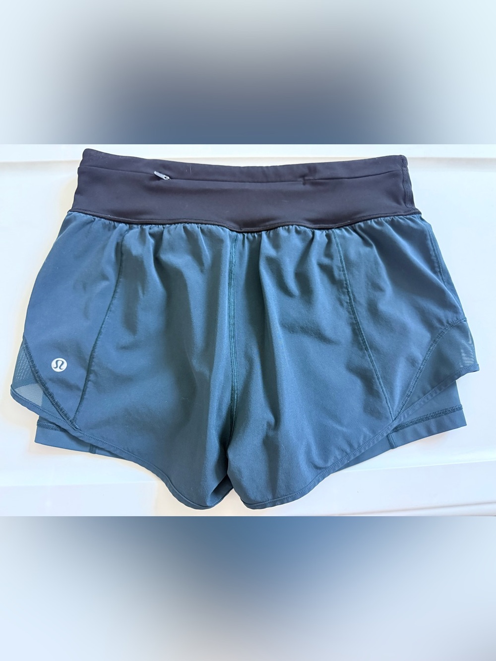 lululemon athletica Teal Athletic Shorts with Black Waistband